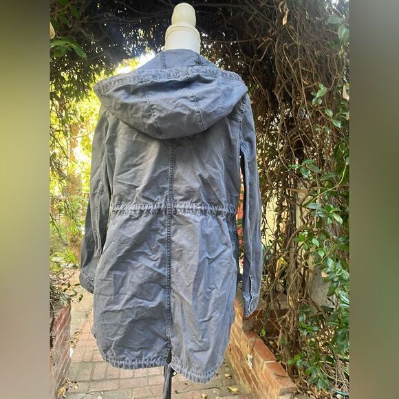 AMERICAN EAGLE DISTRESSED CANVAS UTILITY JACKET HOODED PARKA COAT FADED GRAY S - Picture 12 of 13